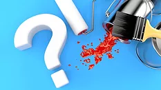 Question mark with paint buckets