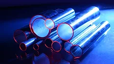 Stainless steel pipes with UV light